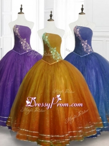 2016 Ball Gown Strapless Organza In Stock Quinceanera Dresses with Beading