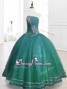 2016 Strapless Beading In Stock Sweet 16 Dresses in Dark Green