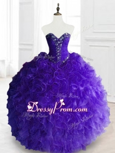 In Stock Purple Sweet 16 Dresses with Beading and Ruffles