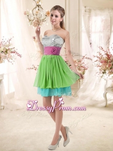 Cheap Sweetheart Short Prom Dresses with Sequins and Belt