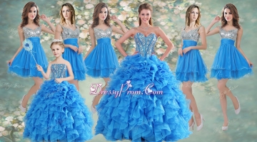 Customized Ball Gown Beaded Sweet 16 Gown and Sequined Short Dama Dresses Ruffled Mini Quinceanera Dress