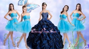 Customized Taffeta Bubles and Beaded Sweet 16 Dress and Short Baby Blue Dama Dresses