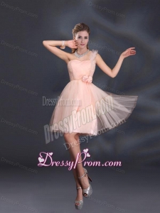 One Shoulder A Line Tulle Dama Dresses with Hand Made Flowers