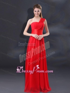 One Shoulder Ruching Empire Dama Dresses for 2015