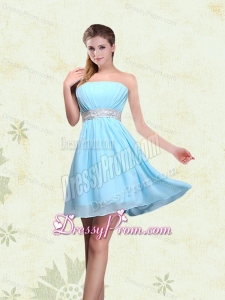 Strapless A Line Ruching Sequins Chiffon Dama Dresses