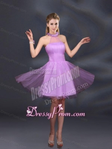 Beautiful Lilac A Line Appliques Dama Dresses with Halter