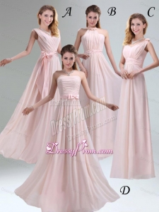 Most Beautiful Chiffon Light Pink Empire Dama Dress with Ruching