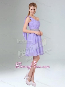 2015 Sassy Beaded and Ruched Short Dama Dress in Lavender