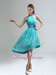 New Fashion High Neck Asymmetrical Multi-color Dama Dress