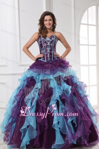 Sweetheart Beading and Appliques Multi-color Quinceanera Dress