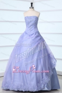 Lavender Strapless Appliques Decorate Quinceanera Dress for Sweet 16