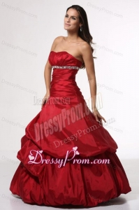 Wine Red Sweetheart Beading Taffeta Quinceanera Dress for Cheap