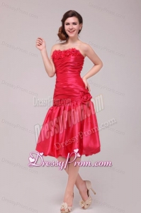 Red Mermaid Strapless Appliques and Ruching Prom Dress