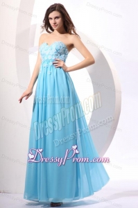 Aqua Blue Empire Sweetheart Floor-length Appliques Prom Dress for 2014