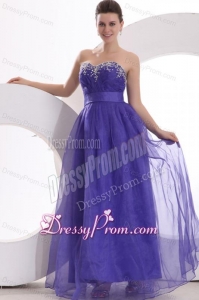 Beautiful Purple Empire Sweetheart Floor-length Tulle Prom Dress with Beading