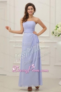 Strapless Empire Chiffon Ankle-length Prom Dress with Ruche