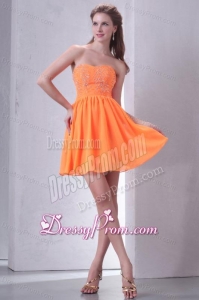 Sweetheart Empire Mini-length Beaded Decorate Prom Dress in Orange