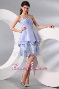 A-line Light Blue Strapless Pick-ups Taffeta Prom Dress