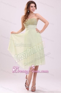 Empire Light Green Strapless Beading Pleats Chiffon Prom Dress