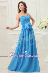 Sweetheart Empire Chiffon Ruche and Bowknot Prom Dress in Teal
