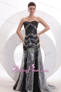 Sexy Mermaid Sweetheart Sequins Brush Train Black 2014 Spring Prom Dress