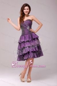 Sweetheart Beaded Prom Dress with Ruffled Layers Knee-length