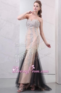 Mermaid Champagne Sweetheart Beading Chiffon Prom Dress