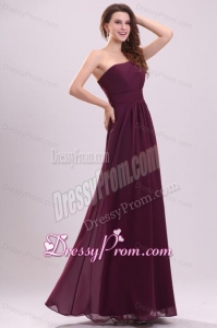 Simple Empire Ruching Purple Long Prom Dress One Shoulder