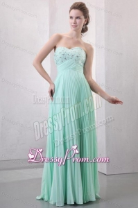 Sweetheart Beaded Decorate and Pleats Long Empire Chiffon Prom Dress