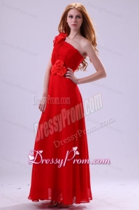 Discount Empire One Shoulder Red Ruching Chiffon Prom Dress