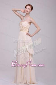 Empire Strapless Champagne Ruching Chiffon Floor-length Prom Dress