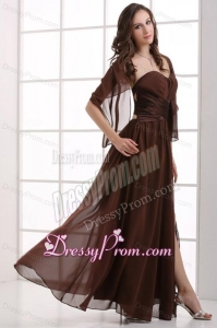 Sweetheart Empire Chiffon Ruche Decorate Prom Dress with Silt