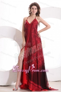 Sexy Empire Halter Floor-length Tulle Criss Cross Red Ruching Prom Dress