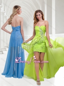 2016 Classical Chiffon Beaded Yellow Green Long Dama Dress with Empire