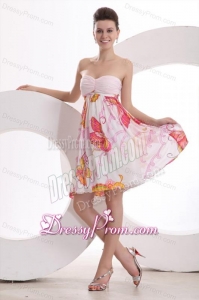Baby Pink Sweetheart Pringting and Ruching Prom Dress