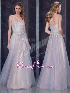 2016 Custom Made Empire Applique Silver Prom Dress in Tulle