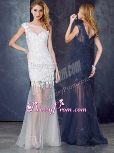 2016 Short Inside Long Outside White Prom Dress with Beading and Appliques
