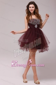 Princess Brown Beading and Ruching Tulle Prom Dress