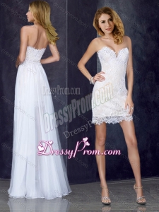 2016 Short Inside Long Outside Laced White Christmas Party Dress