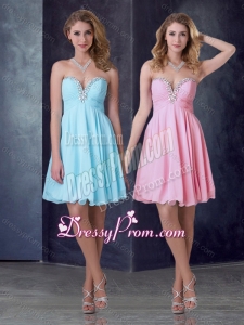 2016 Clearance Empire Chiffon Short Prom Dress with Beading and Ruching