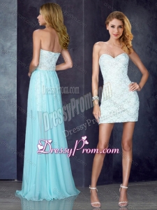 2016 Short Inside Long Outside Laced Light Blue Clearance Prom Dress