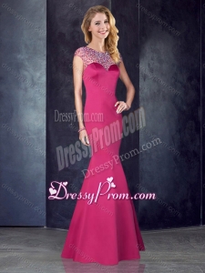 2016 See Through Back Satin Beaded Quinceanera Dama Dresses in Hot Pink