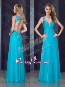 2016 Simple Empire Straps Beaded and Applique Prom Dress in Teal