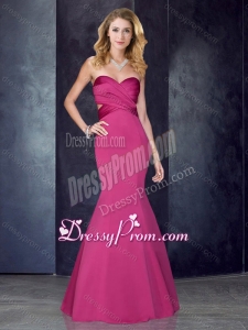 2016 Simple Mermaid Sweetheart Backless Hot Pink Prom Dress in Satin