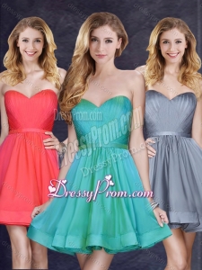 2016 Simple Turquoise Short Prom Dress with Belt