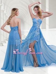 2016 Simple Zipper Up Baby Blue Long Prom Dress with Beading