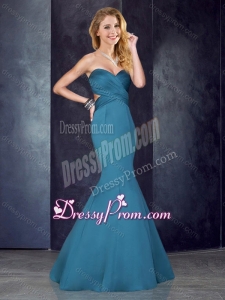 2016 Mermaid Sweetheart Backless Satin Vintage Prom Dress in Teal