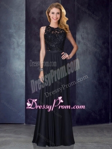 2016 Vintage Column Scoop Criss Cross Applique Black Prom Dress