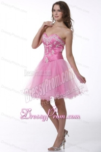 Princess Baby Pink Sweetheart Appliques Knee-length Prom Cocktail Dress