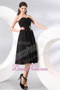 Black Sweetheart Beading and Ruching Empire Prom Dress